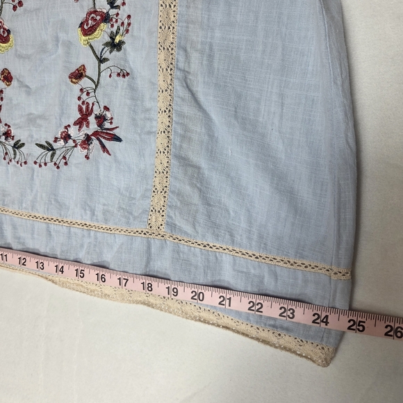 Praire Shirt Embroidered Light Blue Tunic Top Youthful - Picture 13 of 15